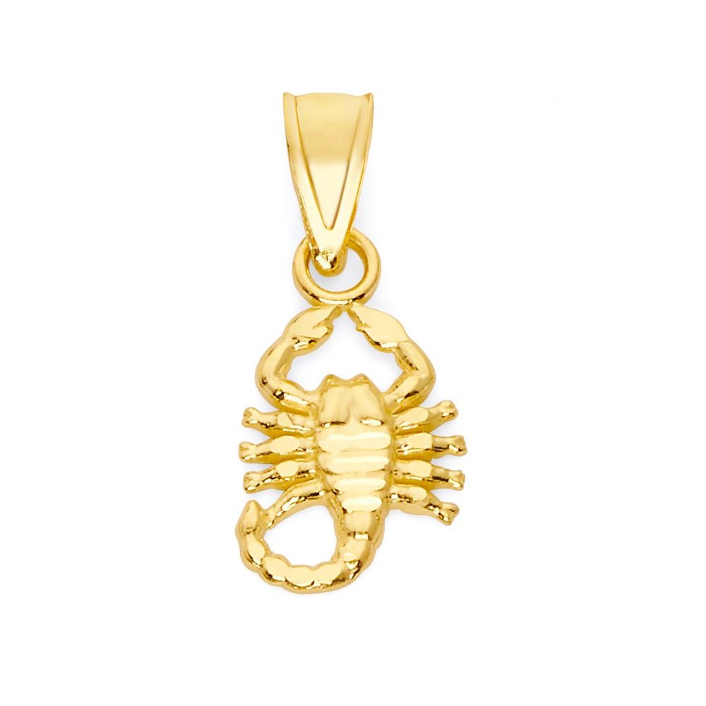 Solid 10k Gold Scorpion Pendant Necklace - Diamond Cut Animal Jewelry for Women